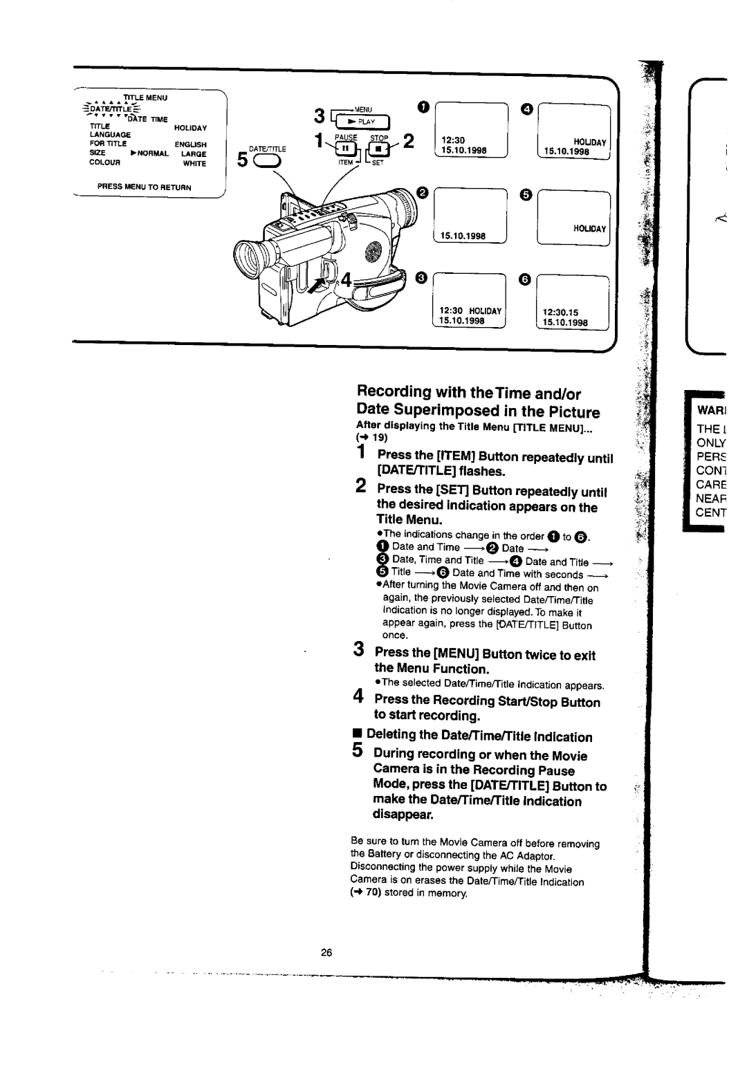 Panasonic NV-VX77A manual 