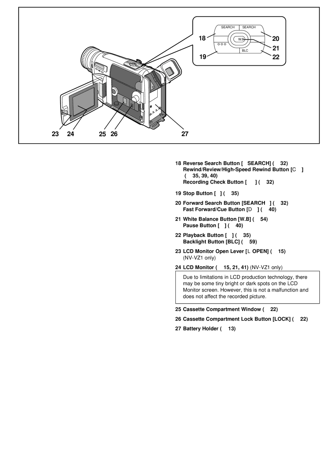 Panasonic NV-VZ1PNA operating instructions Reverse Search Button sSEARCH m 