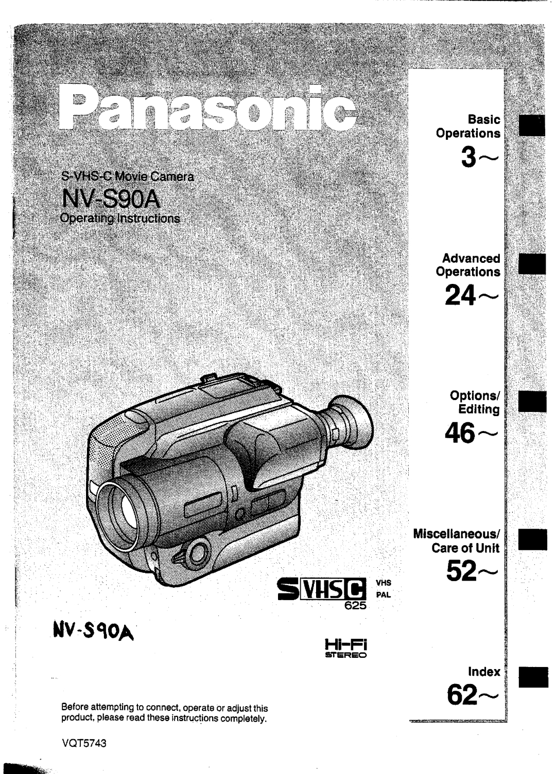 Panasonic NVS90A manual 