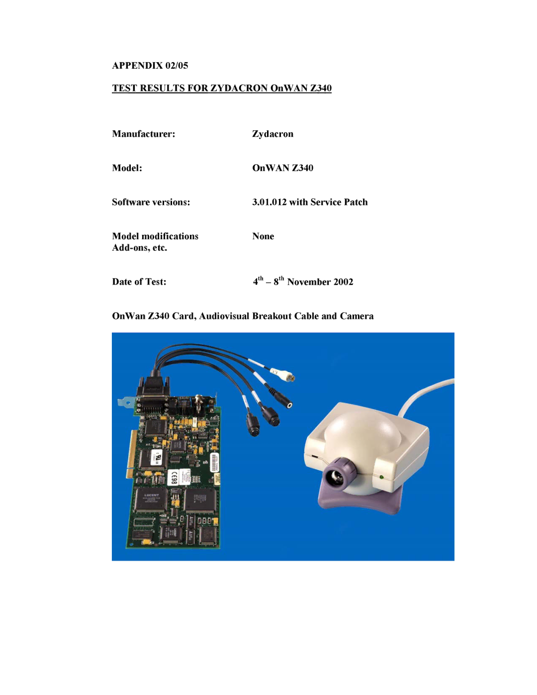 Panasonic OnWAN Z340 appendix Appendix 02/05 