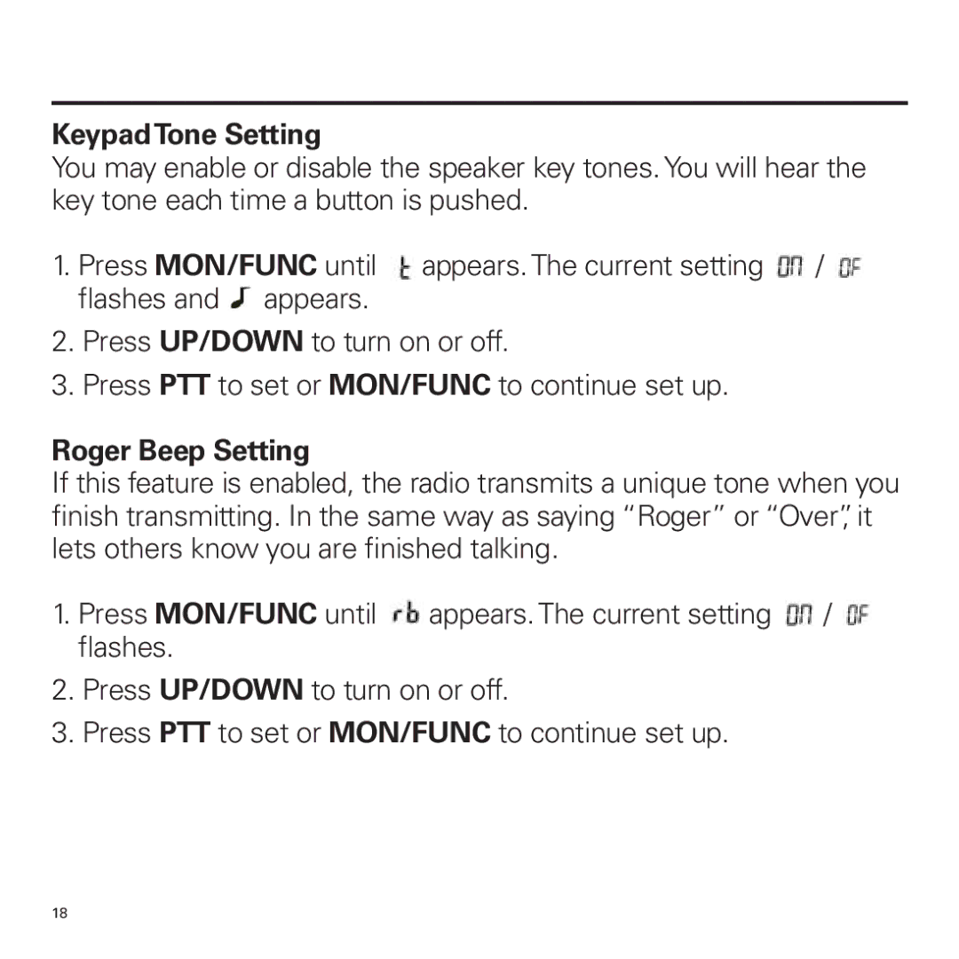 Panasonic P324 manual KeypadTone Setting, Roger Beep Setting 