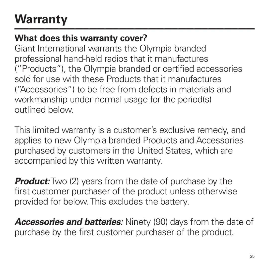 Panasonic P324 manual Warranty, What does this warranty cover? 