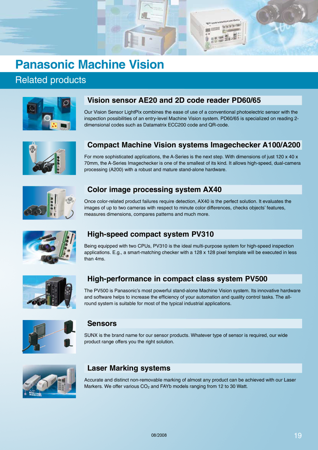 Panasonic P400MA manual Panasonic Machine Vision, Related products 