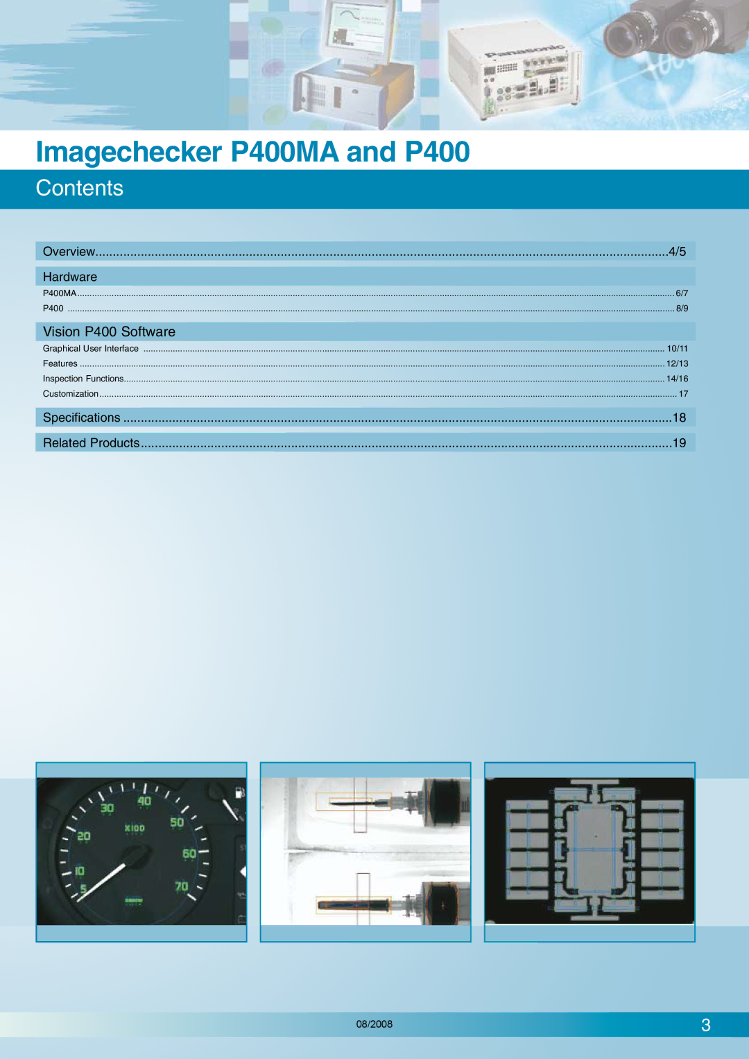 Panasonic manual Imagechecker P400MA and P400, Contents 