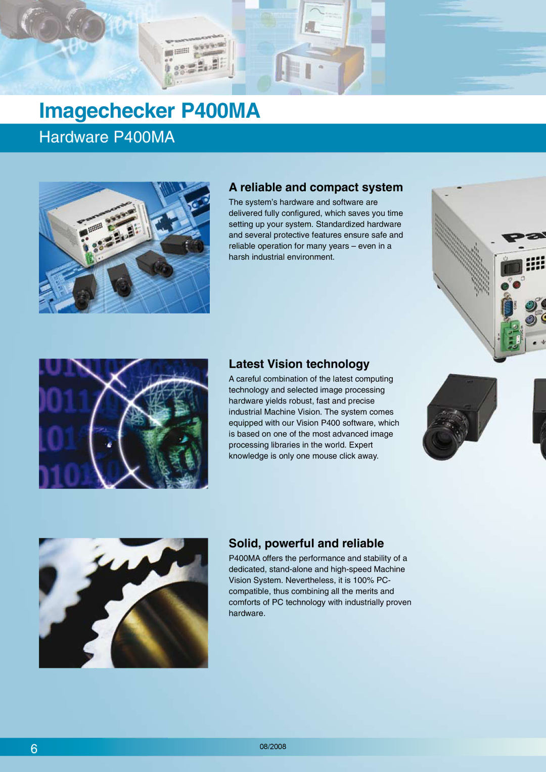 Panasonic manual Imagechecker P400MA, Hardware P400MA, Reliable and compact system, Latest Vision technology 