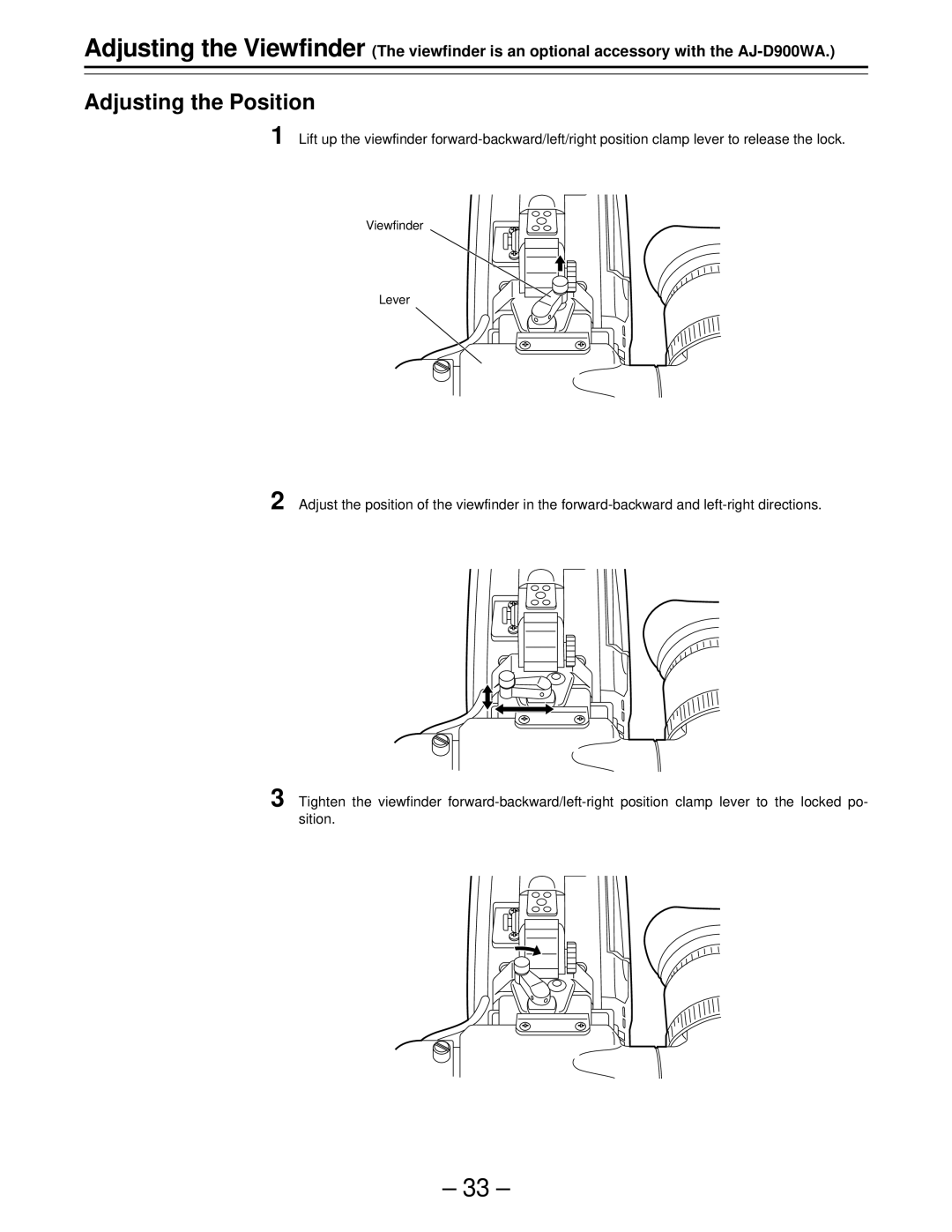 Panasonic PAJ- AJ- P operating instructions Adjusting the Position 