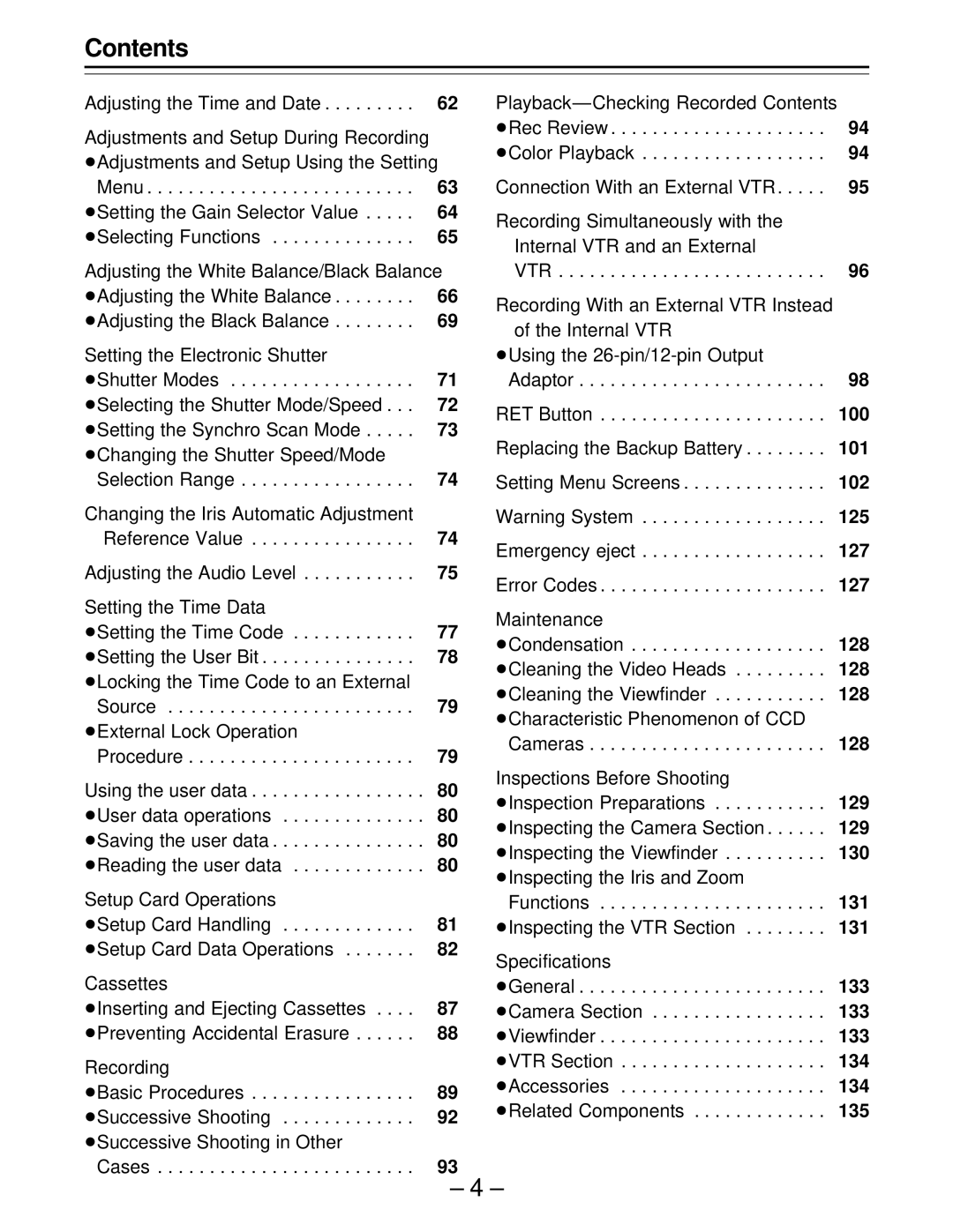 Panasonic PAJ- AJ- P operating instructions Contents 