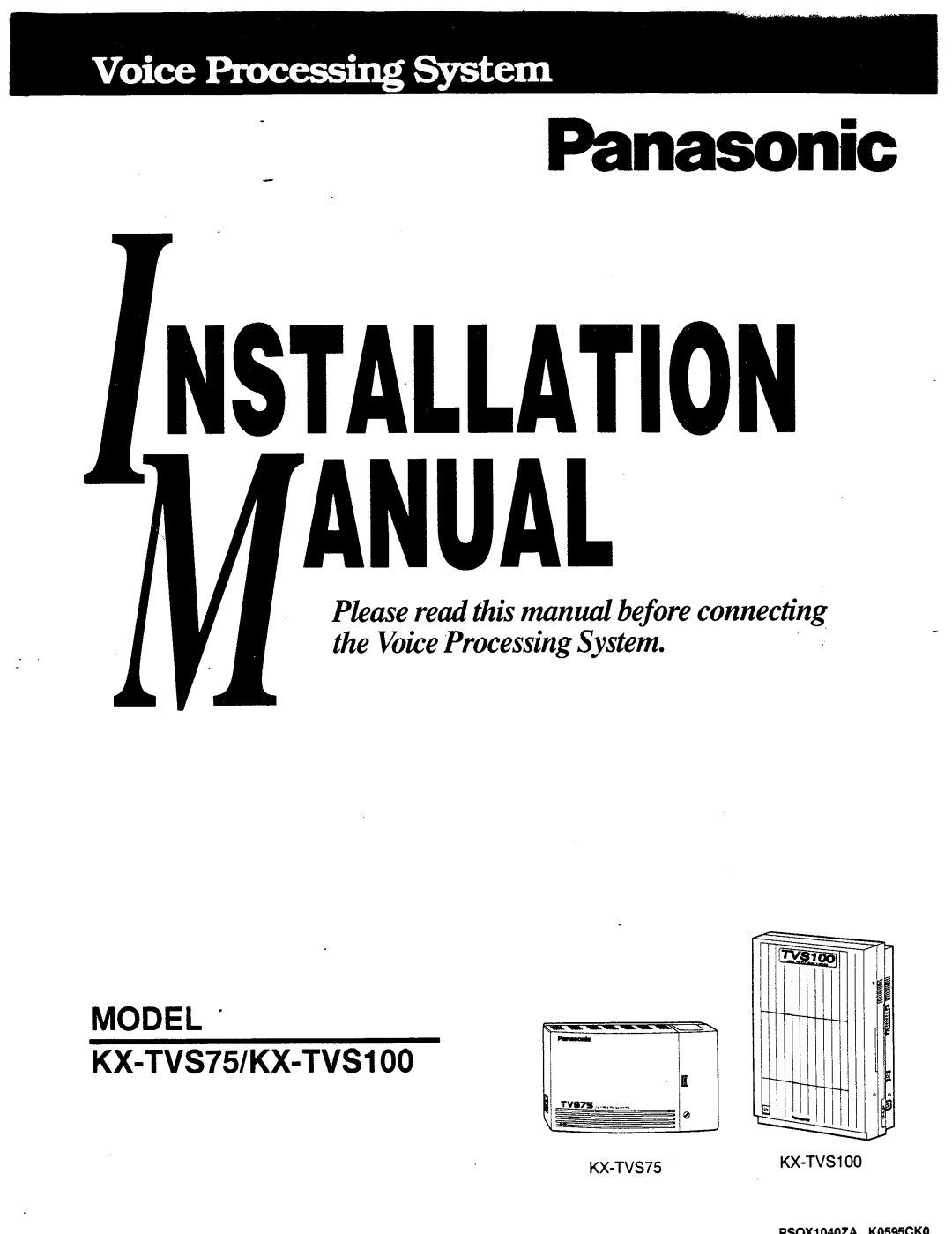 Panasonic panasonic manual Model ’ KX-TVS751KX-TVS100 