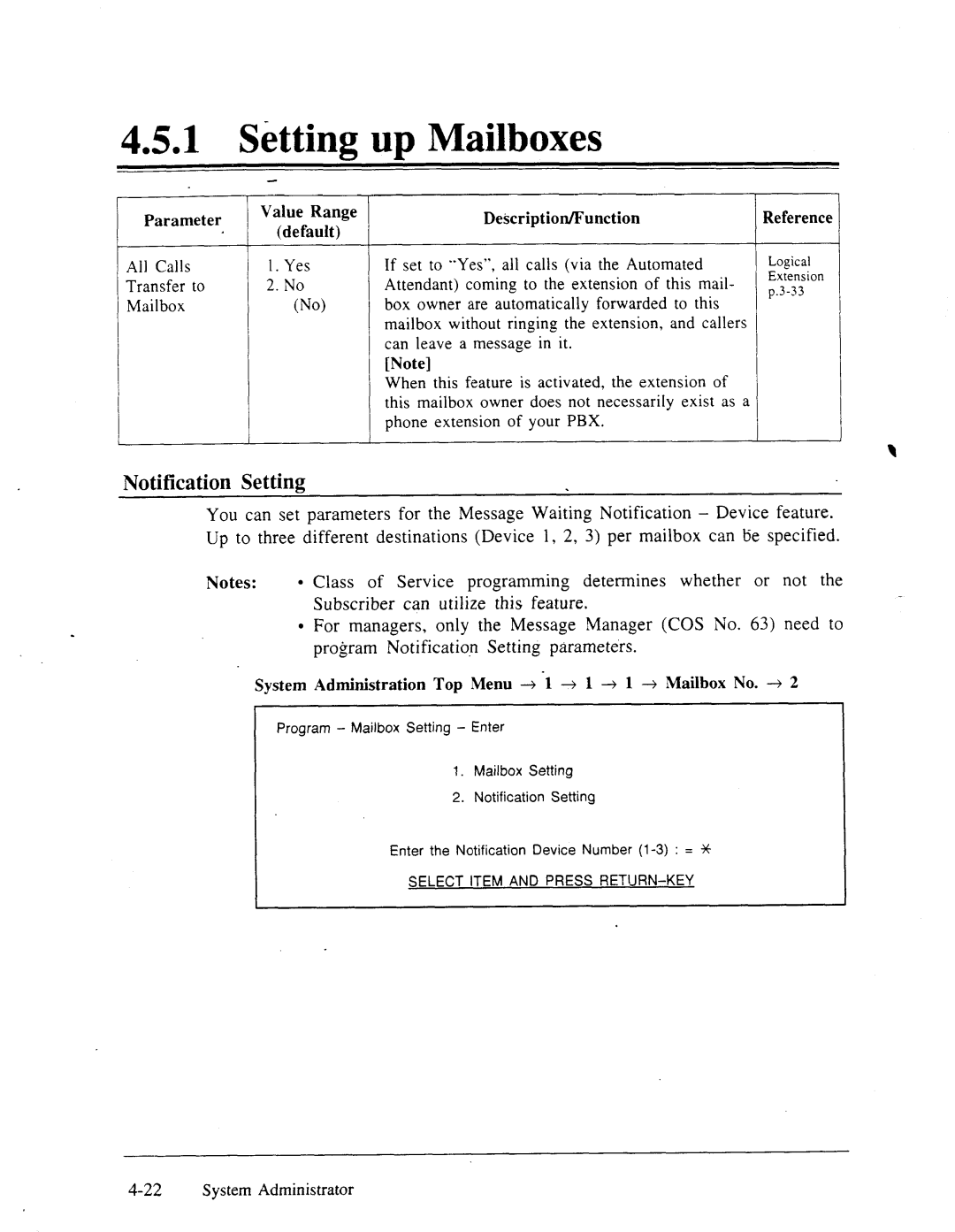 Panasonic panasonic manual Notification Setting, Dekription/Function 