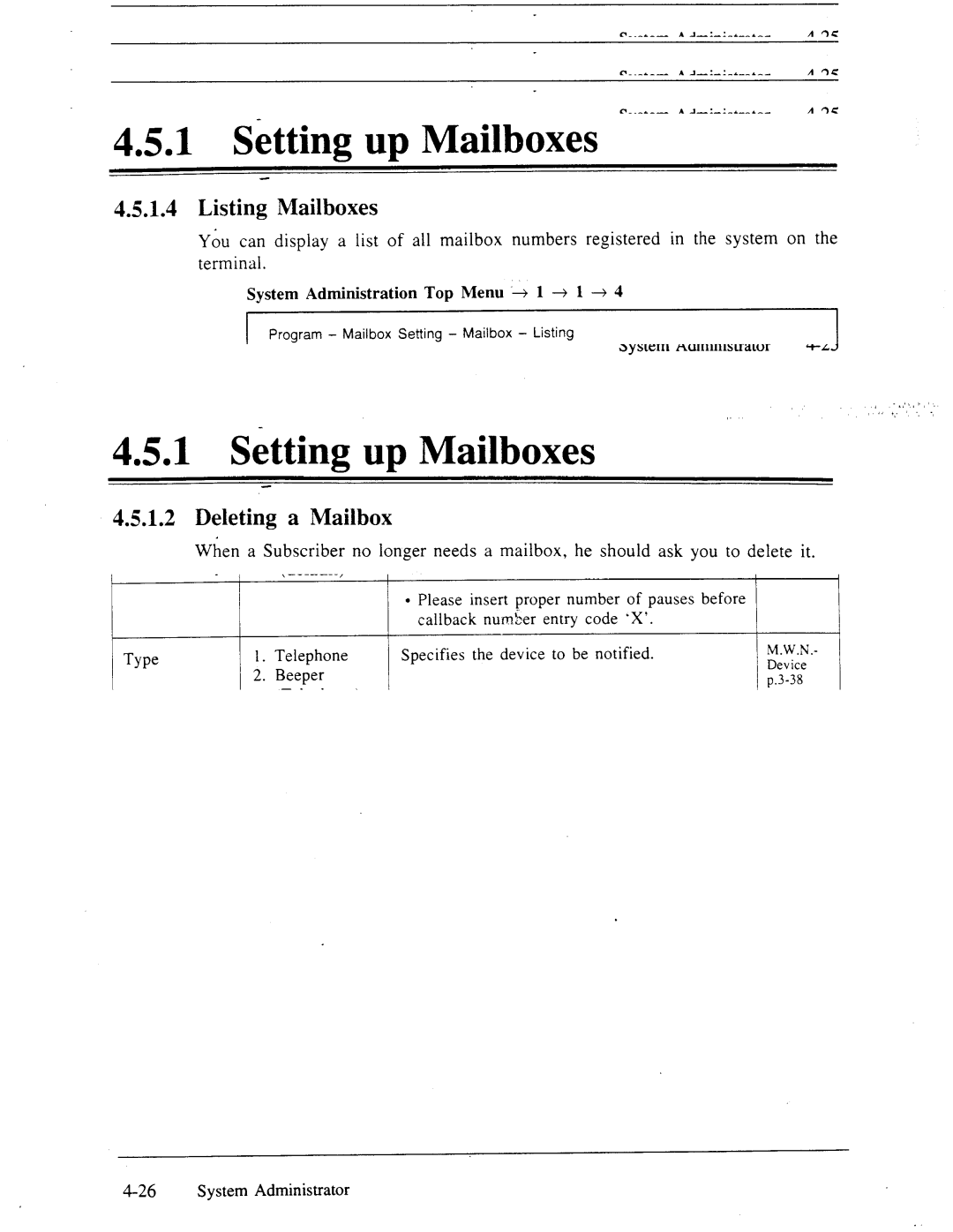 Panasonic panasonic manual Sitting up Mailboxes, Listing Mailboxes 