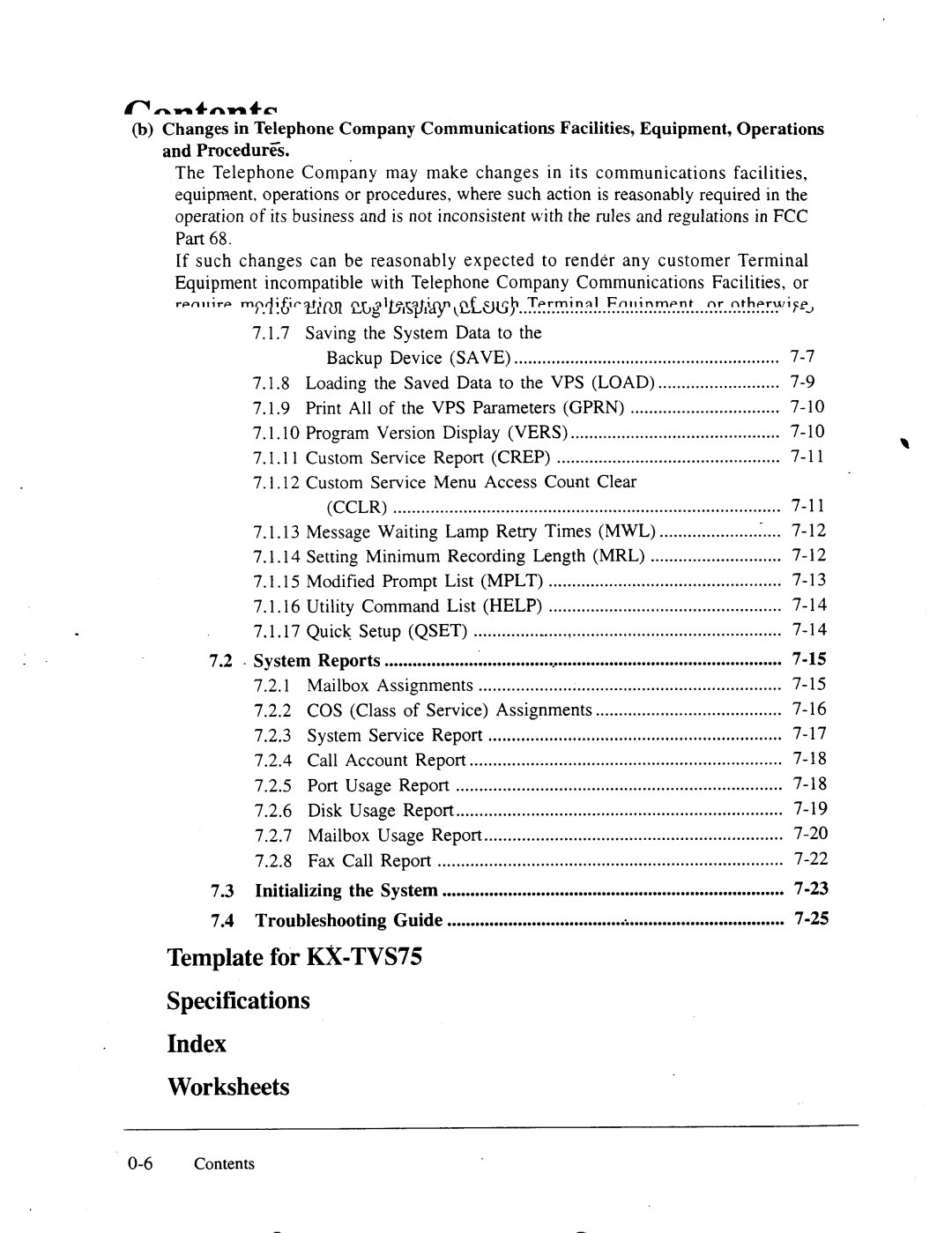 Panasonic panasonic manual Template for K%TVS75 Specifications Index Worksheets 