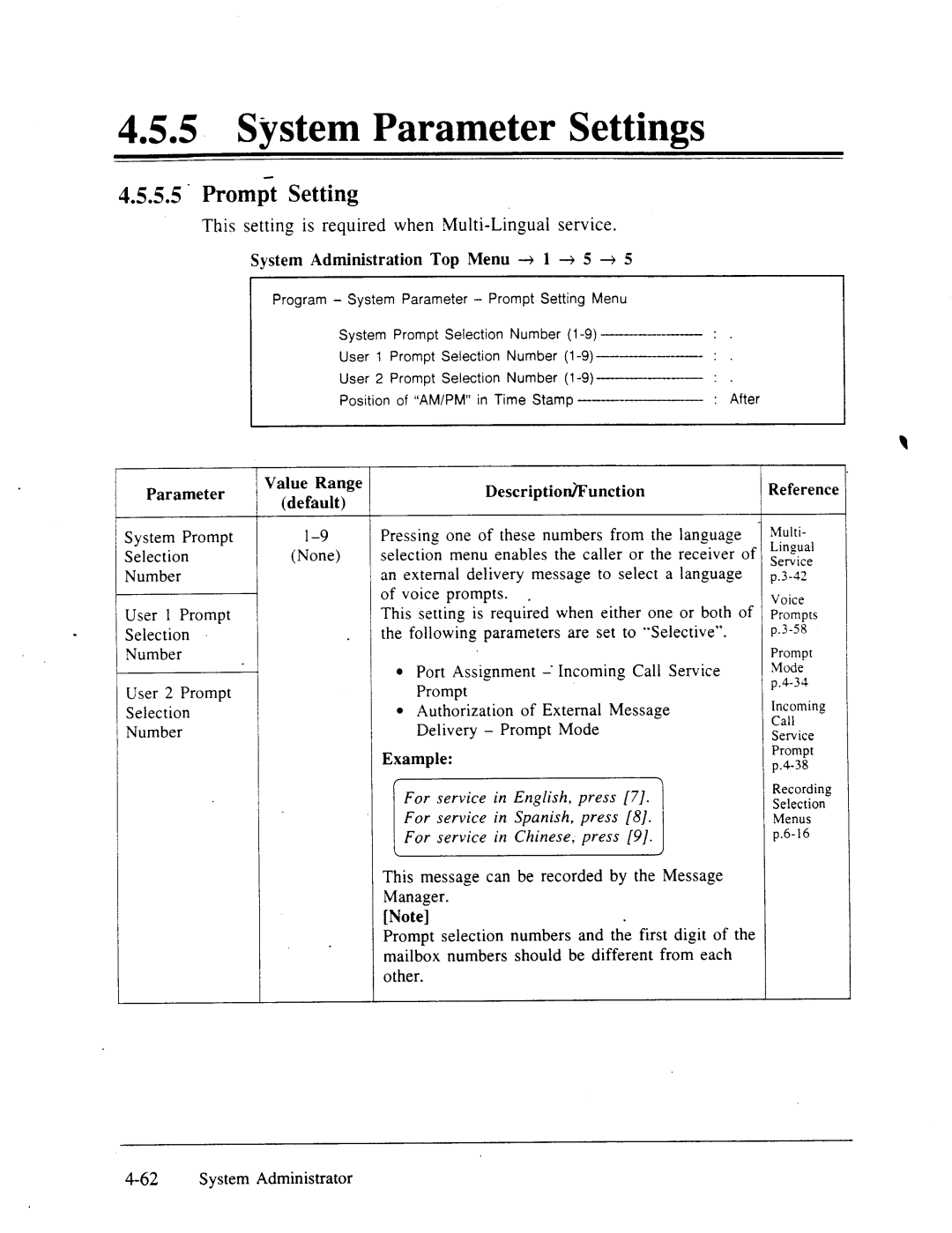 Panasonic panasonic manual 5.5 Pmn~t Setting, System 