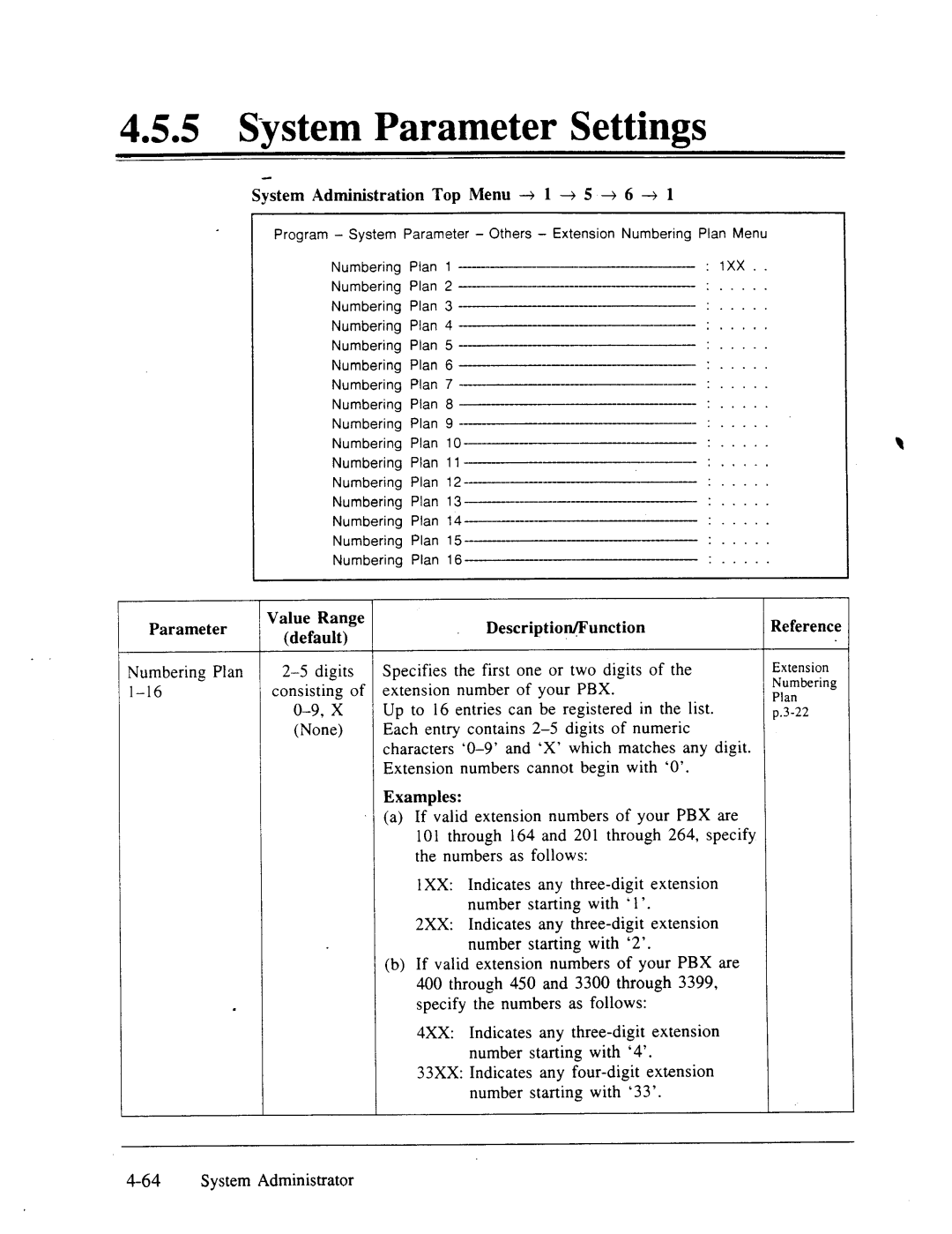 Panasonic panasonic manual System Administration Top Menu + 1 + 5 + 6 +, 64System Administrator 