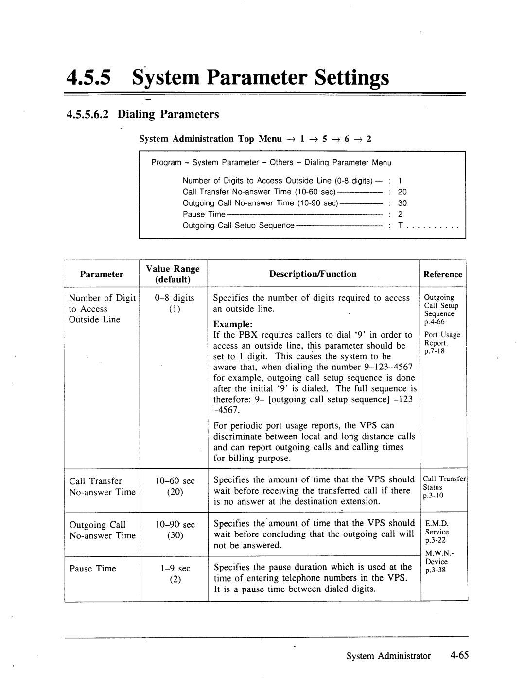 Panasonic panasonic manual Dialing Parameters 