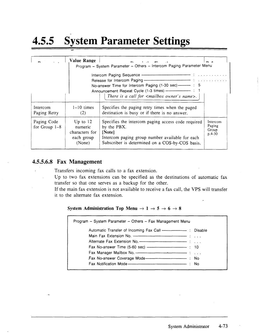 Panasonic panasonic manual Fax Management, Repeat Cycle Description/FunctionReference, Paging Retry Code For Group 