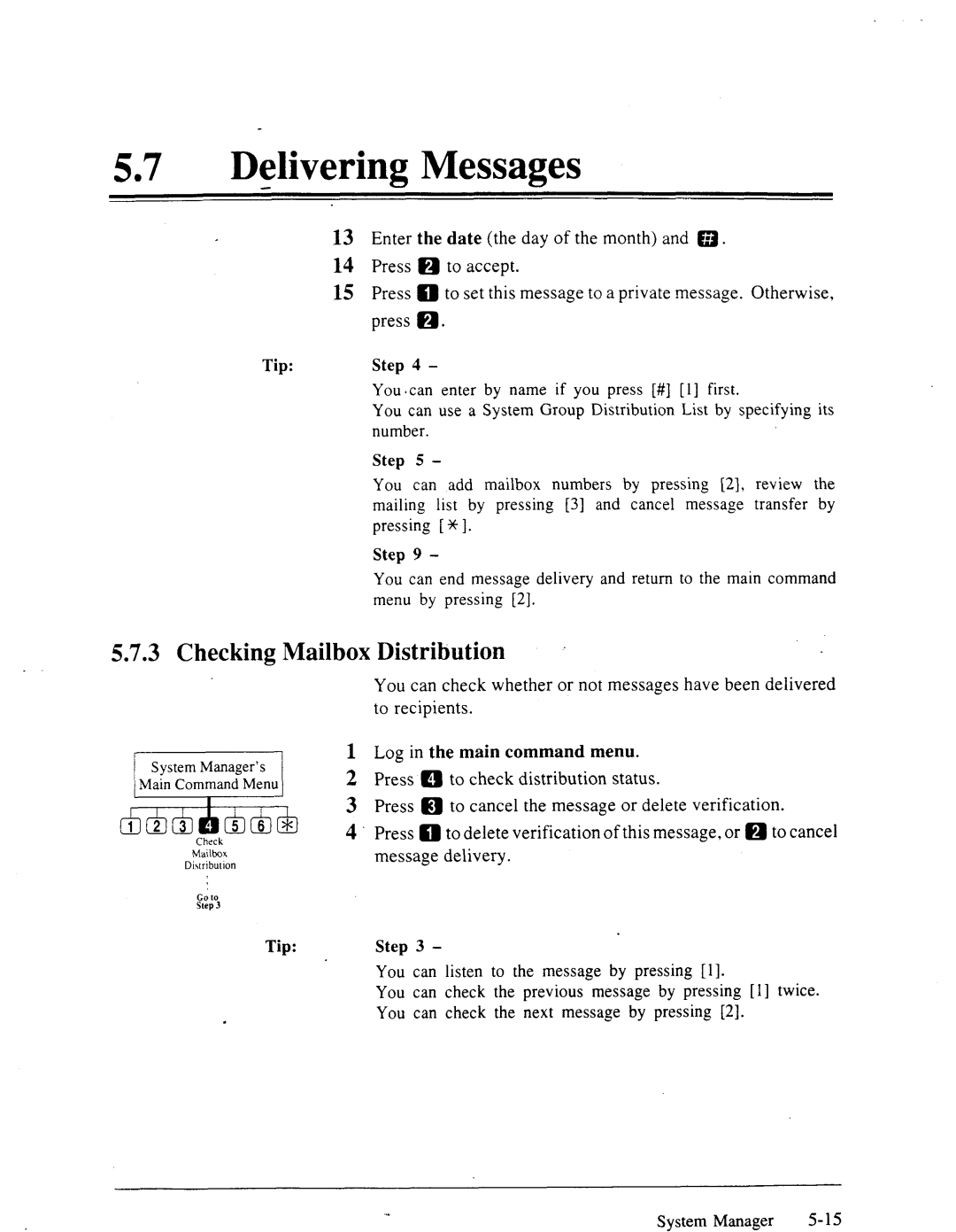 Panasonic panasonic manual Delivering Messages, Checking Mailbox, Distribution, You Can listen to the messageby pressing l 