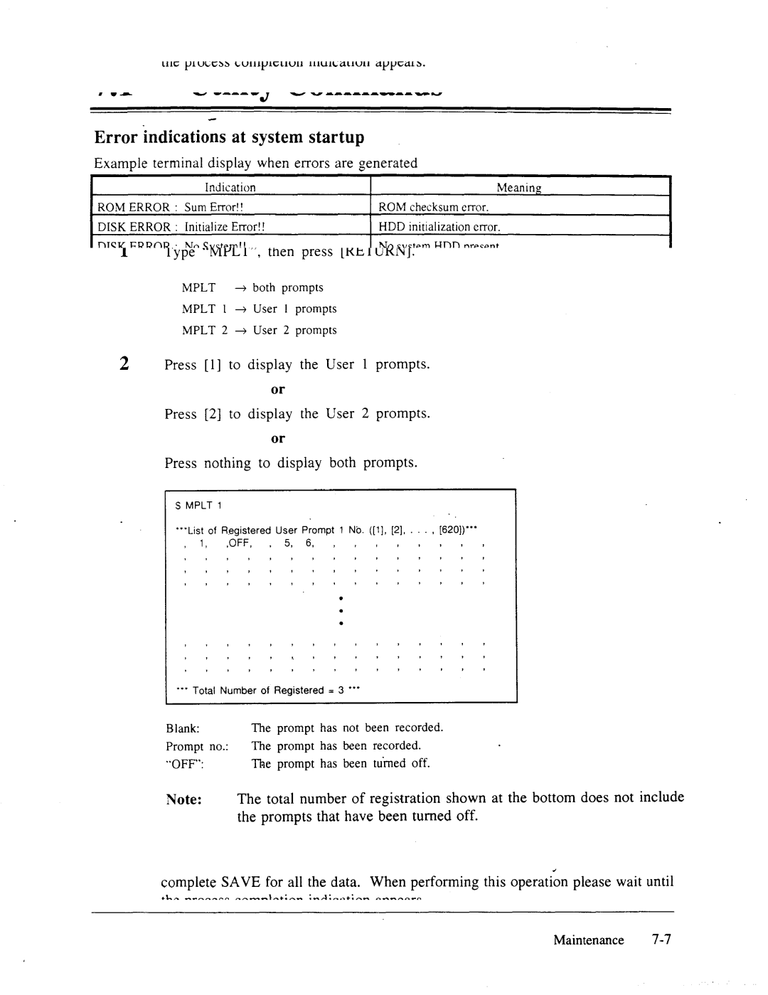 Panasonic panasonic manual 71lUtility Commands, Modified Prompt List Mplt 