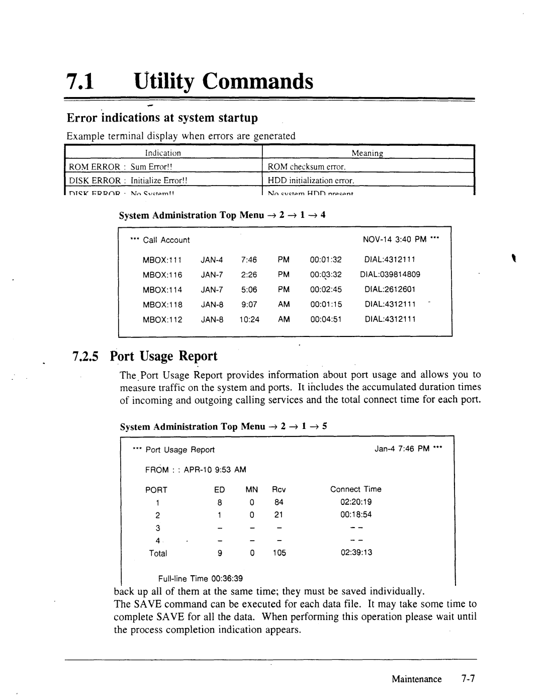 Panasonic panasonic manual 72lSystem Reports, Call Account Report, Port Usage Report, Ports depend upon the models.’ 