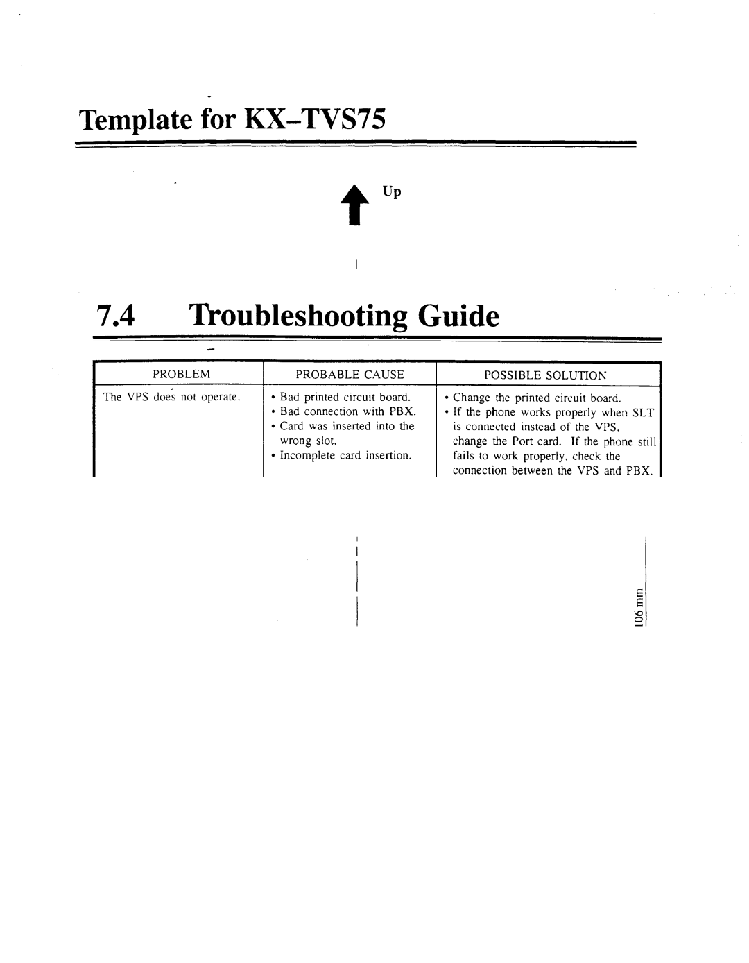 Panasonic panasonic manual Template for KX-TVS75, Copy the template and place it on the wall 