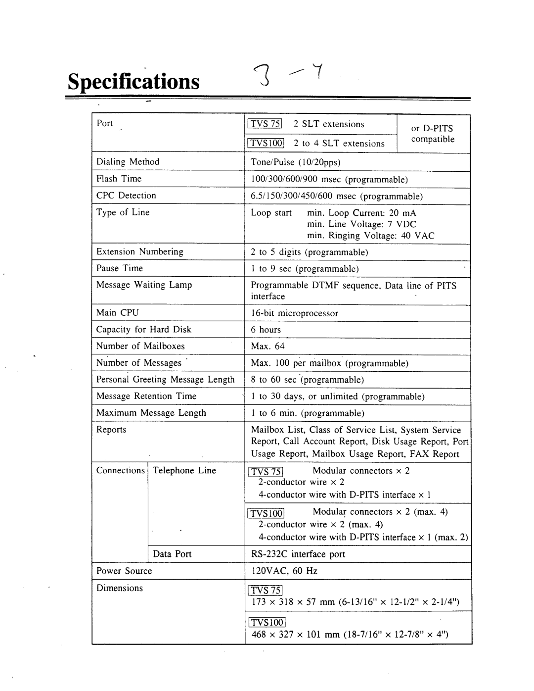 Panasonic panasonic manual Specifi,irations*I, Extensions, SLT extensions, Connections Telephone Line, Conductor 