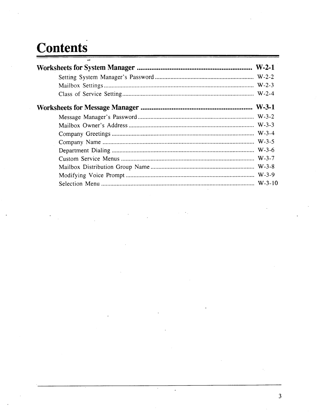 Panasonic panasonic manual Worksheetsfor MessageManager, Worksheetsfor SystemManager 