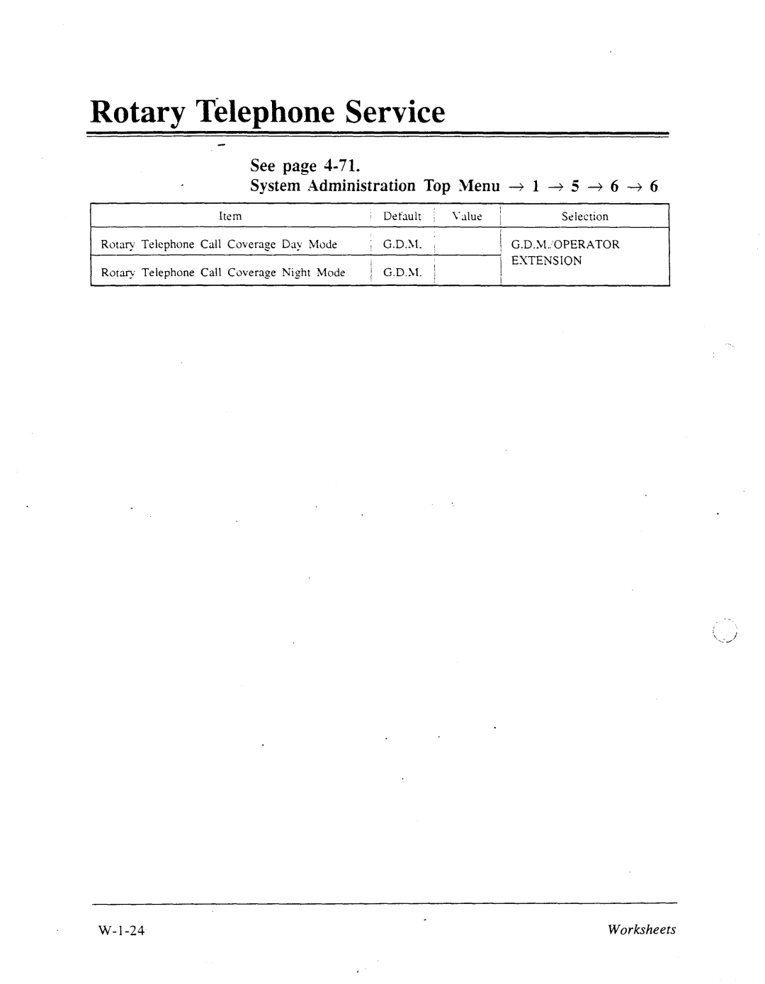 Panasonic panasonic manual Rotary Tdephone Service, See System Administration, + 1 + 5 -+ 