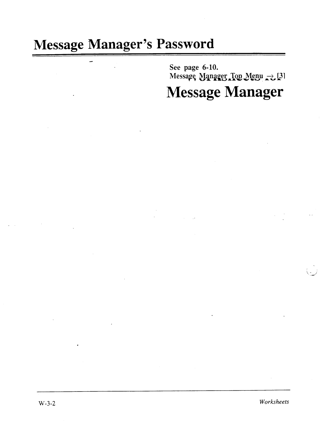 Panasonic panasonic manual Message Manager’s Password, See MessageManager Top Menu + 