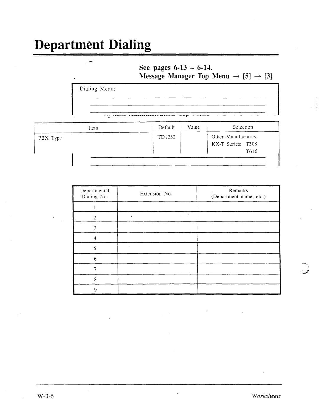 Panasonic panasonic manual Department Dialing, See pages 6-13 MessageManager Top Menu + 5 +, Didin hlcnu 