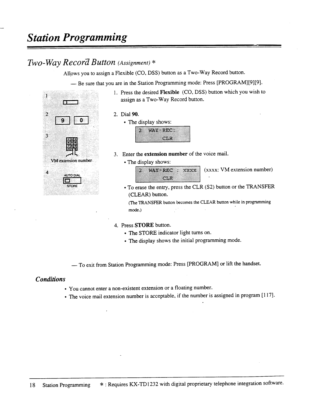 Panasonic panasonic manual Two-Way Record Button Assignment, Conditions 