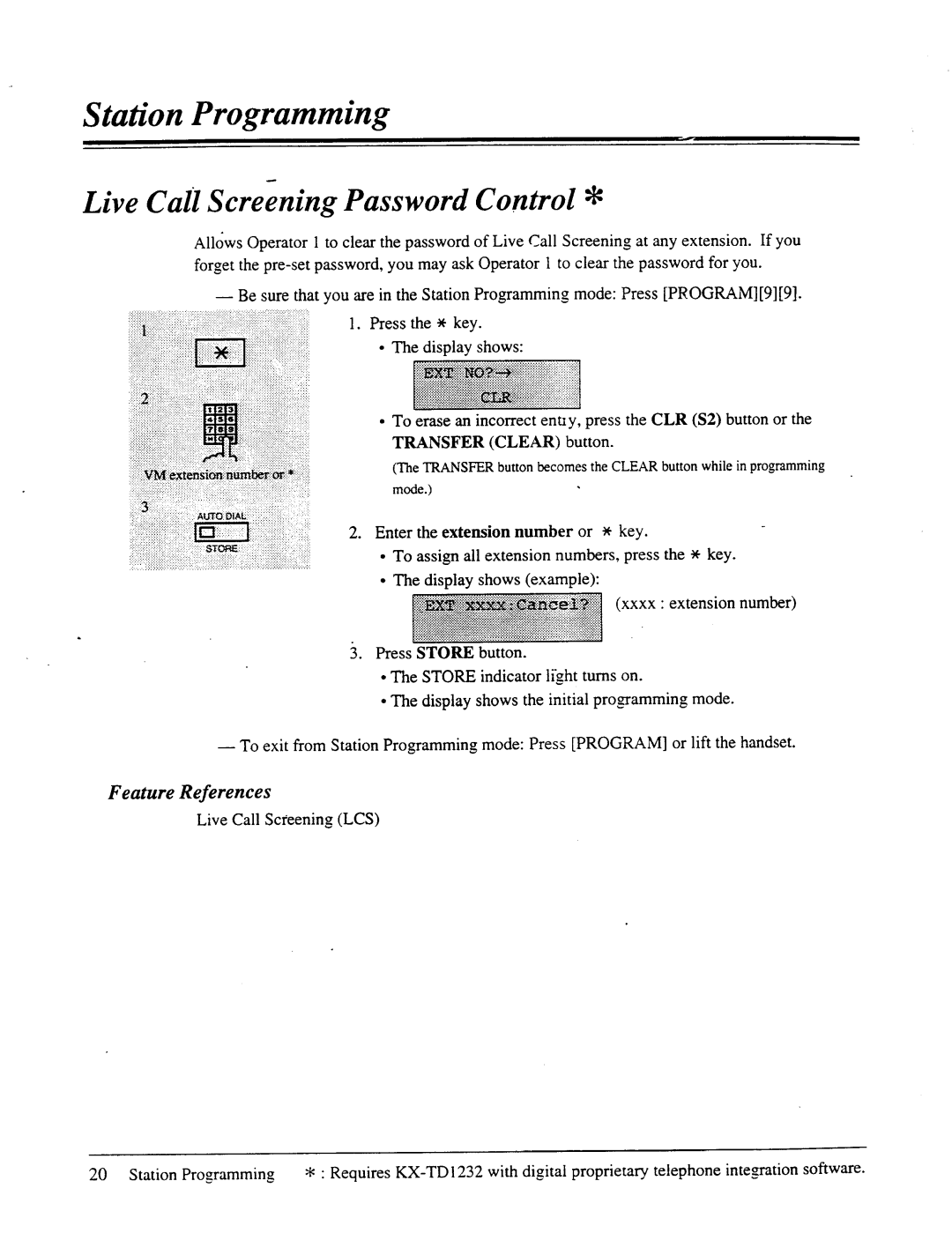 Panasonic panasonic manual Live Gail S&&g Password Control, Enter the extension number or 3~key 