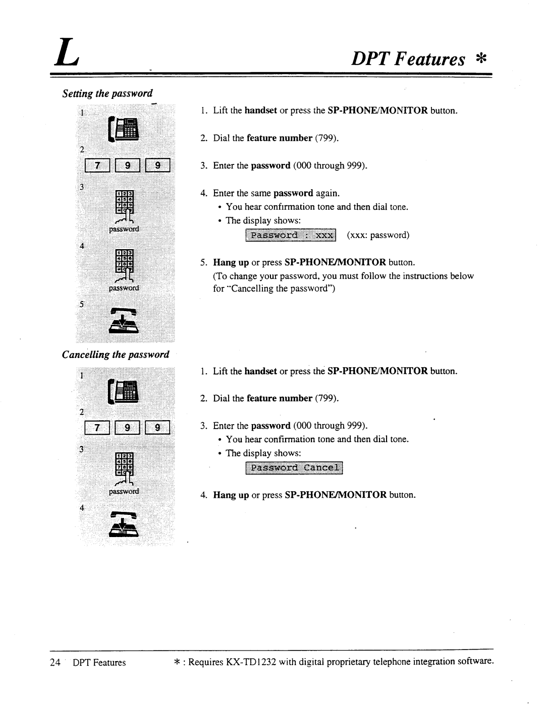 Panasonic panasonic manual Setting the password, Cancelling the password 