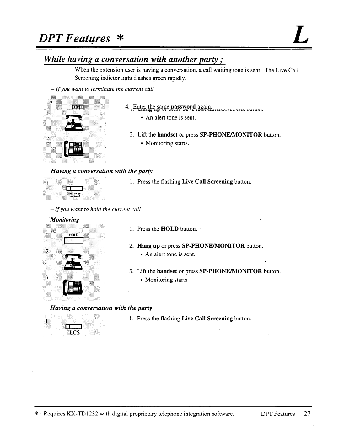 Panasonic panasonic manual While having a conversation with another party, Monitoring 