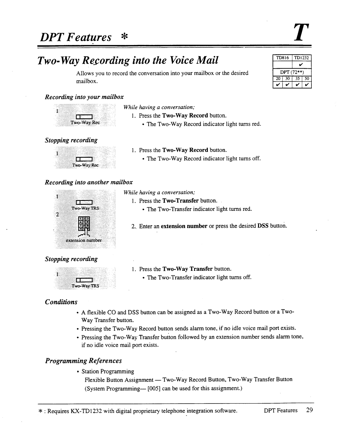 Panasonic panasonic manual Recording into your, Stopping recording, Recording into another mailbox 