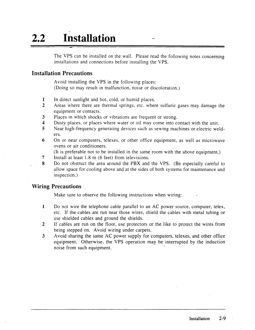 Panasonic panasonic manual 22lInstallation .-s, Installation Precautions, Wiring Precautions 