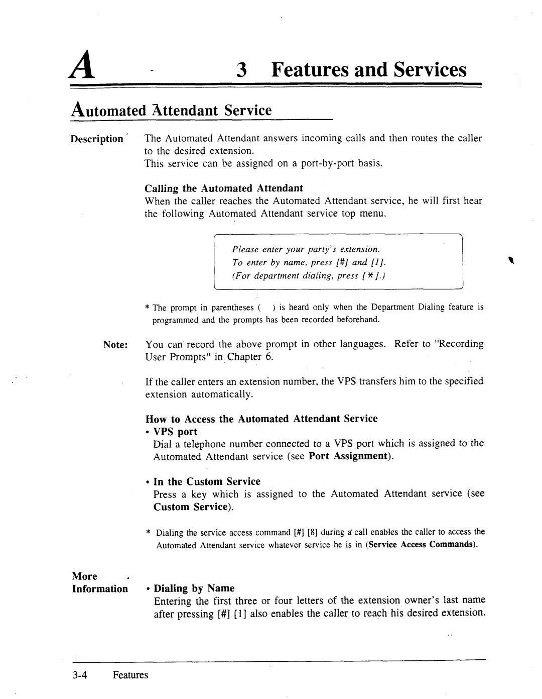 Panasonic panasonic manual Automated attendant Service 