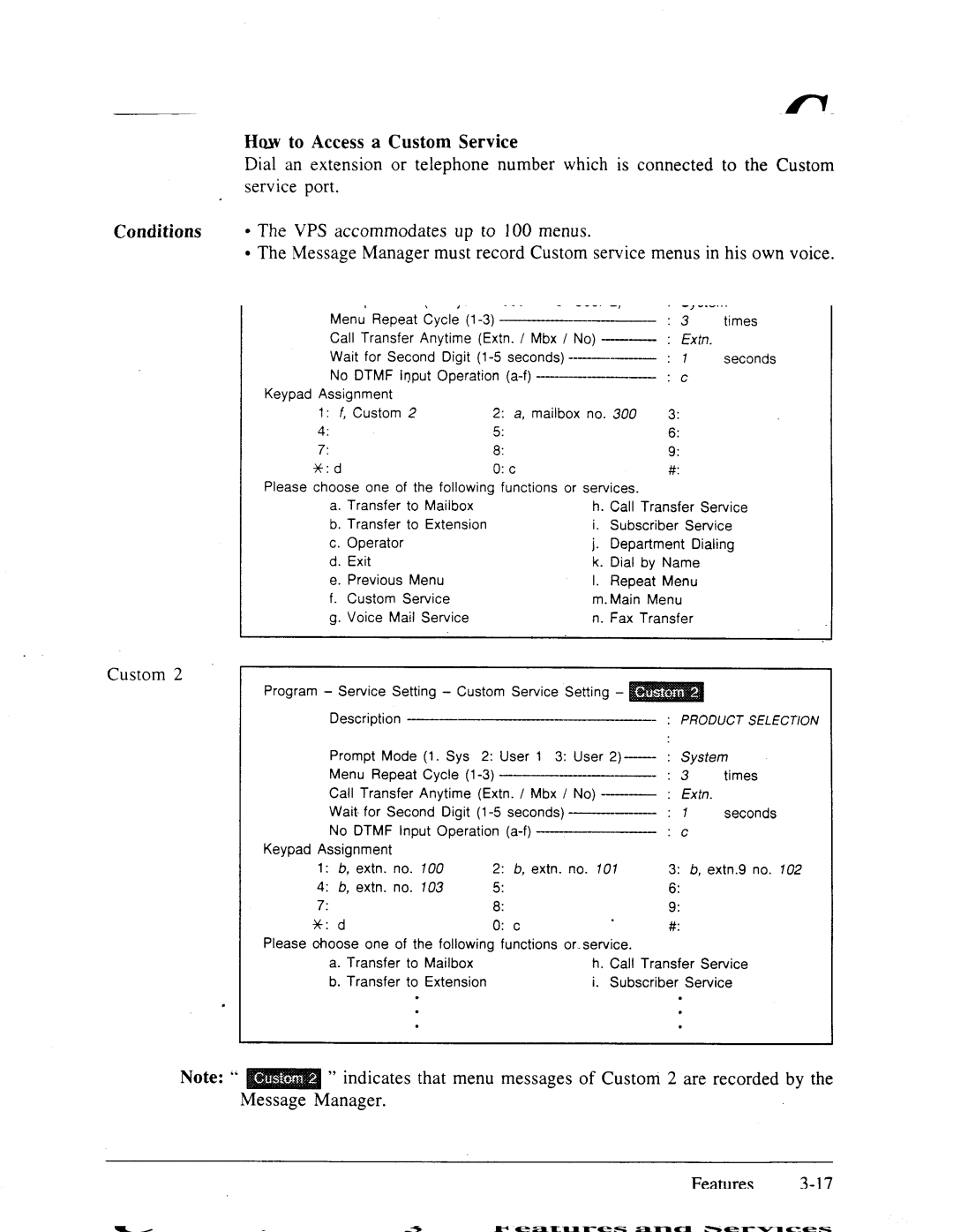 Panasonic panasonic manual Custom .Service Settings Screen for Sample Program 