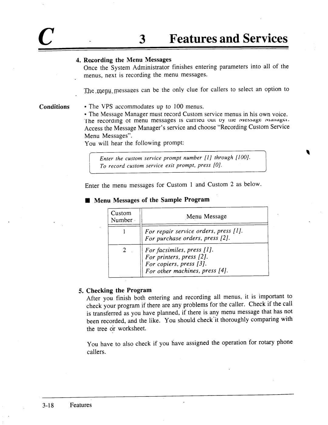 Panasonic panasonic manual Features and Services 