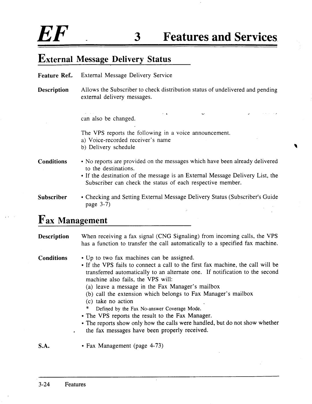 Panasonic panasonic manual External Message Delivery Status, Fax M anagement, Defiqed by the Fax No-answer Coverage Mode 