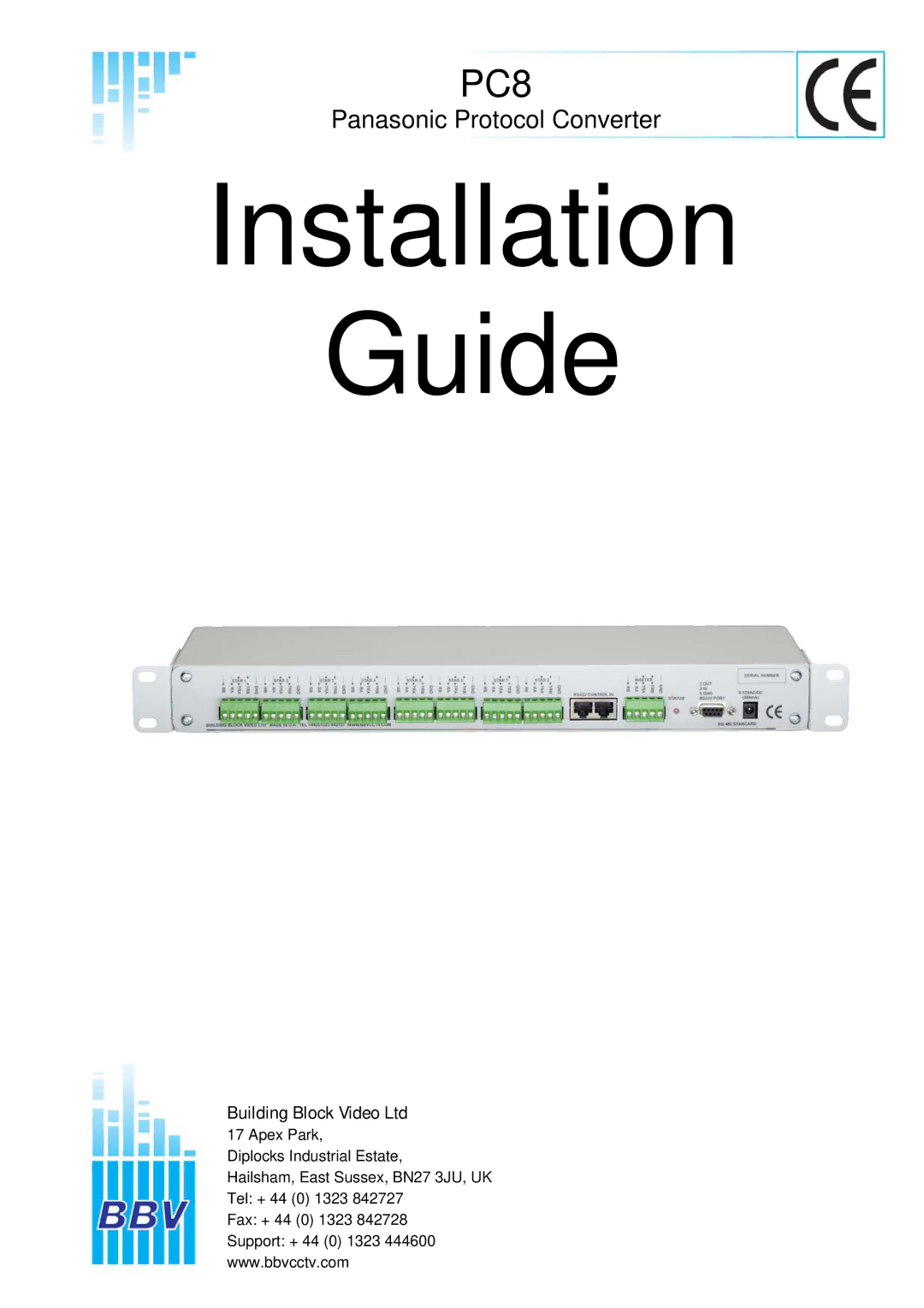 Panasonic PC8 manual Installation Guide 