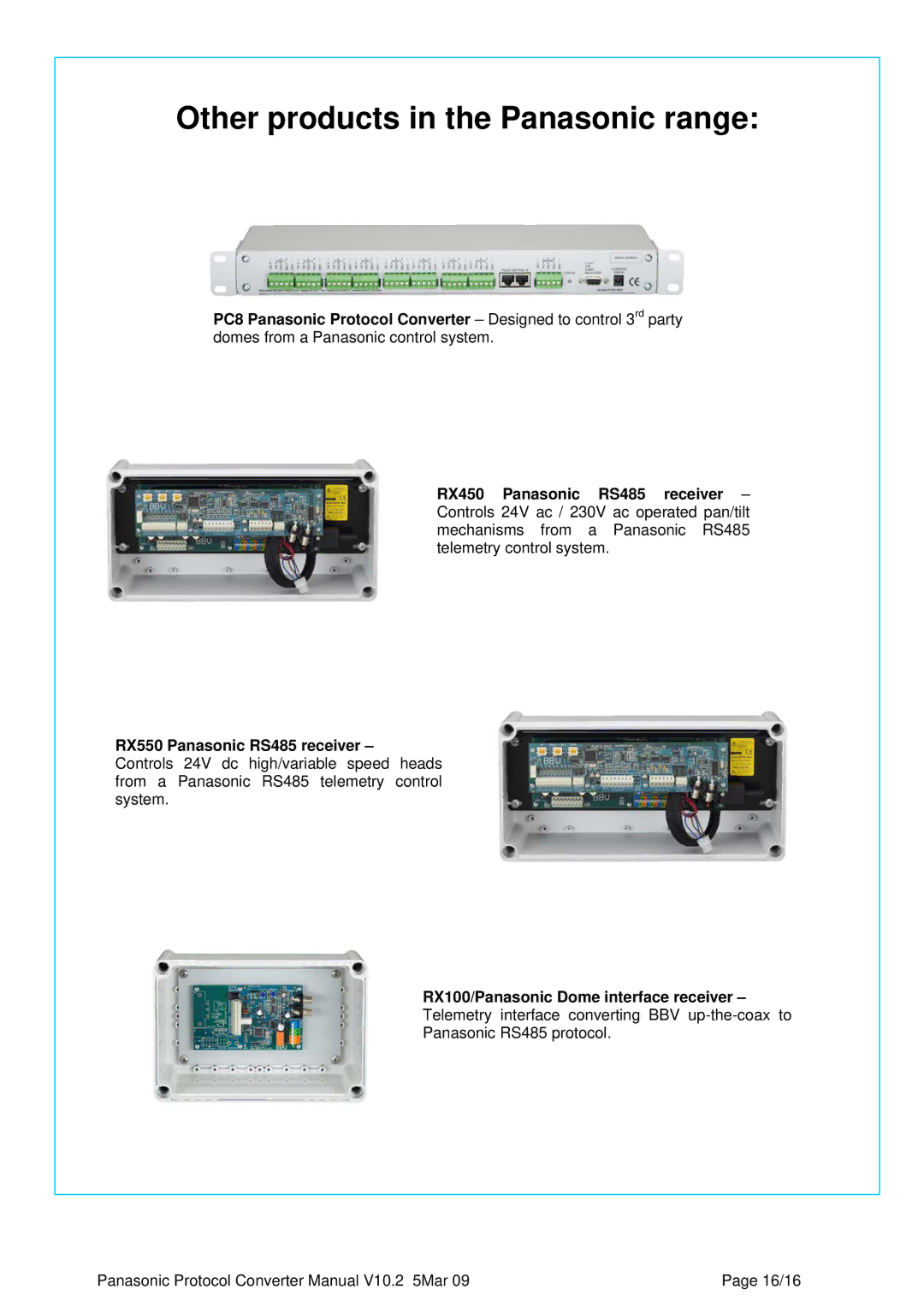 Panasonic PC8 manual Other products in the Panasonic range 