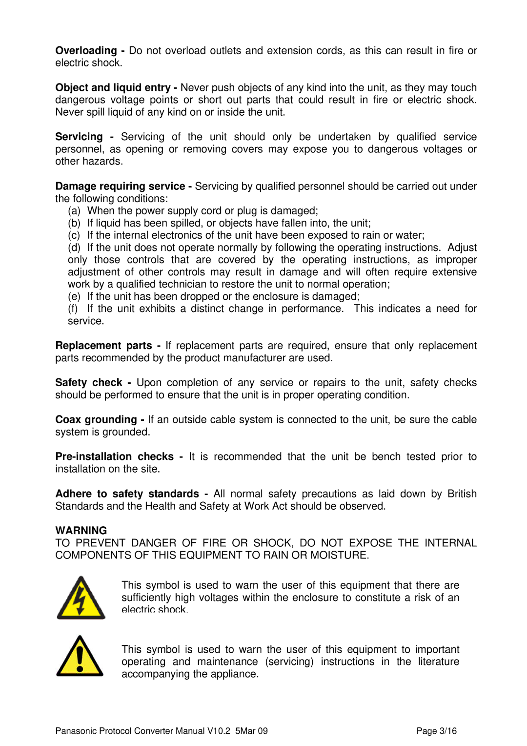 Panasonic PC8 manual Panasonic Protocol Converter Manual V10.2 5Mar 3/16 