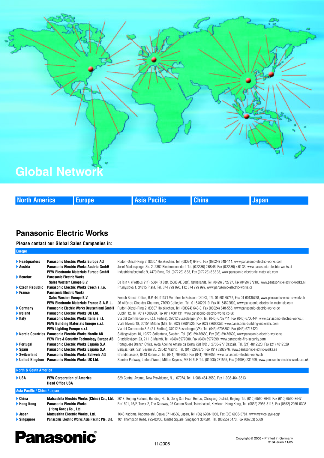 Panasonic PD50 Panasonic Electric Works, Global Network Services, North America, Europe, Asia Pacific, China, Japan 