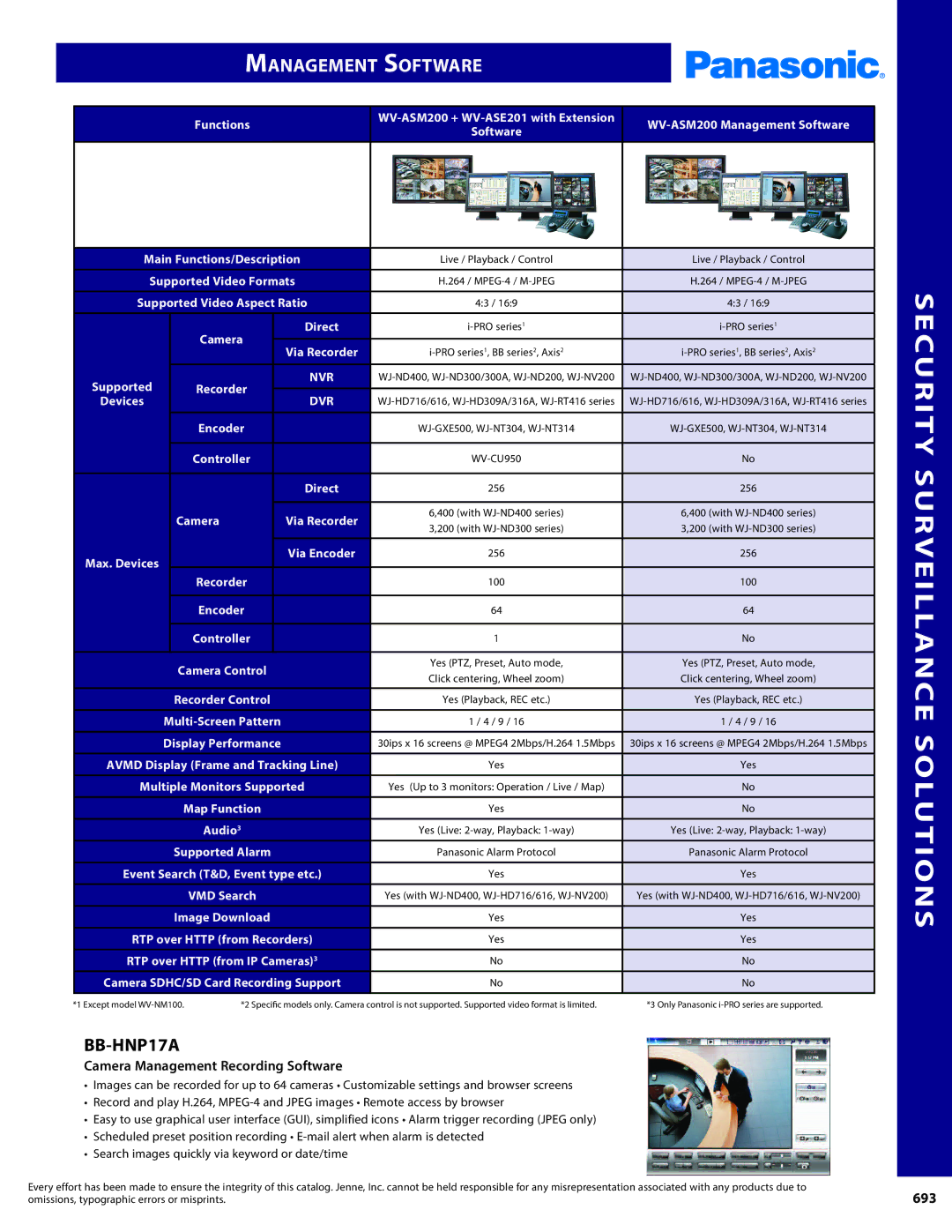 Panasonic PMPU2000 manual Management Software, BB-HNP17A, Camera Management Recording Software 