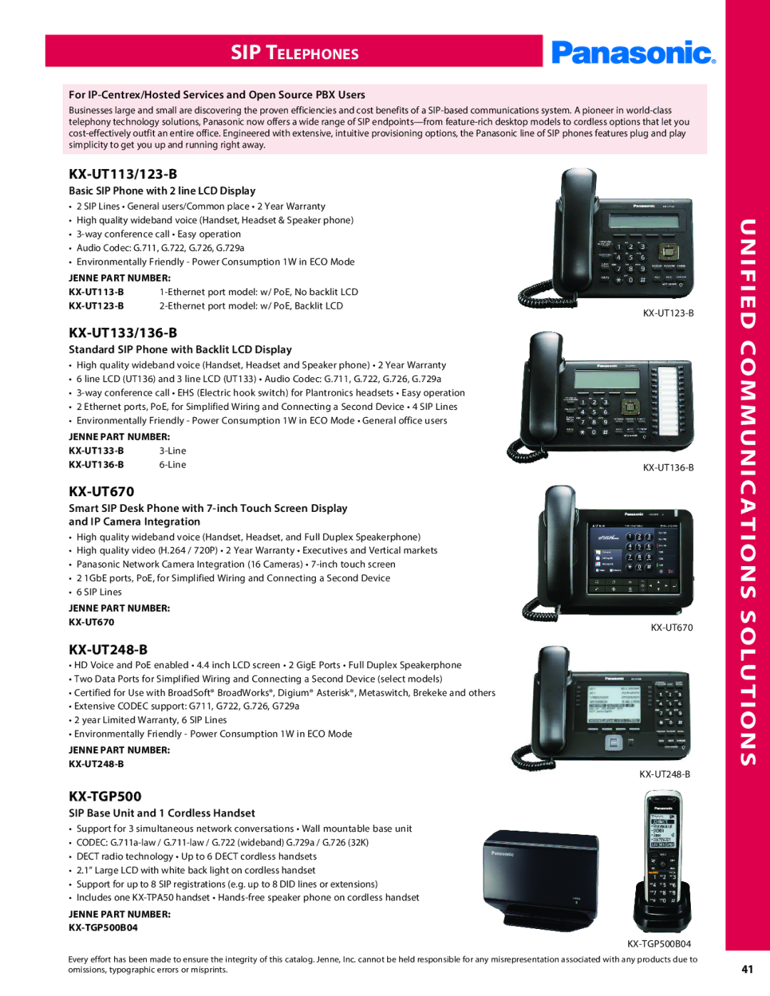 Panasonic PMPU2000 manual SIP Telephones, KX-TGP500 