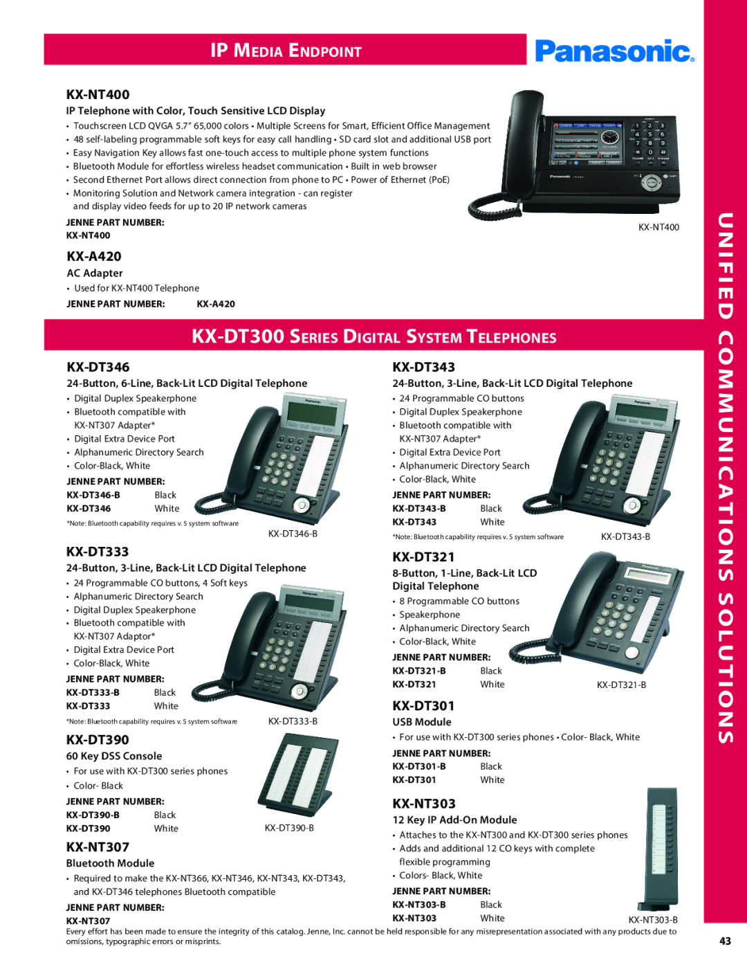 Panasonic PMPU2000 manual IP Media Endpoint, KX-DT300 Series Digital System Telephones 