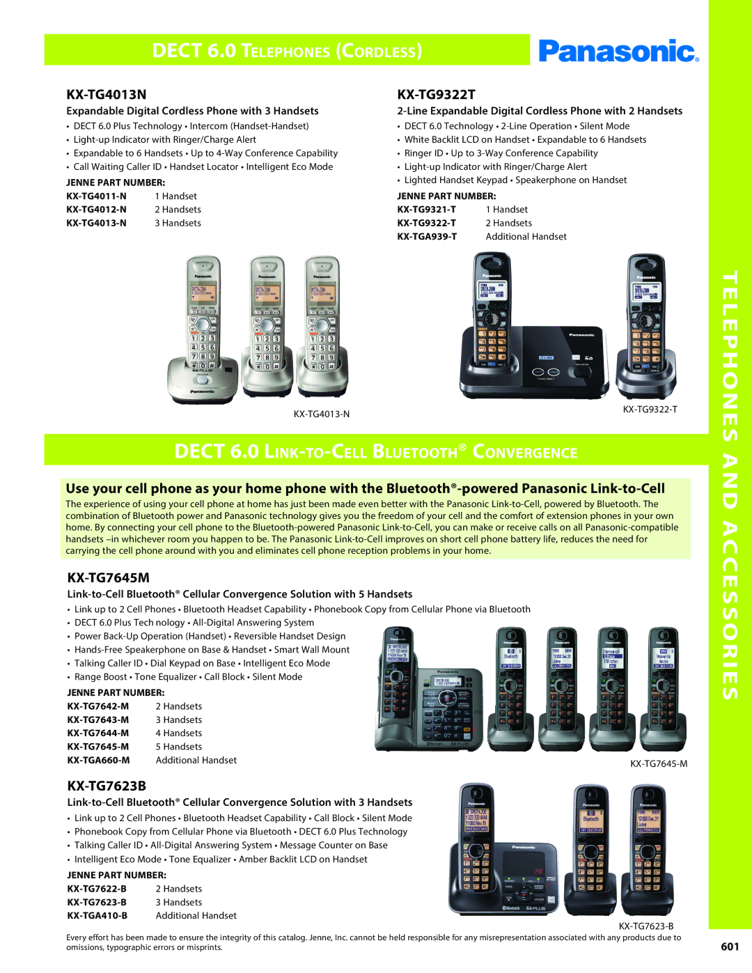 Panasonic PMPU2000 Telephones and Accessories, Dect 6.0 Telephones Cordless, Dect 6.0 Link-to-Cell Bluetooth Convergence 