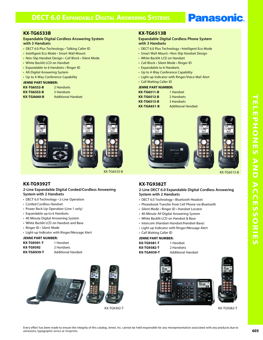 Panasonic PMPU2000 manual KX-TG6533B, KX-TG6513B, KX-TG9392T, KX-TG9382T 