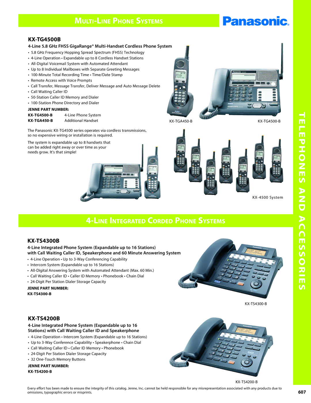 Panasonic PMPU2000 Multi-Line Phone Systems, Line Integrated Corded Phone Systems, KX-TG4500B, KX-TS4300B, KX-TS4200B 