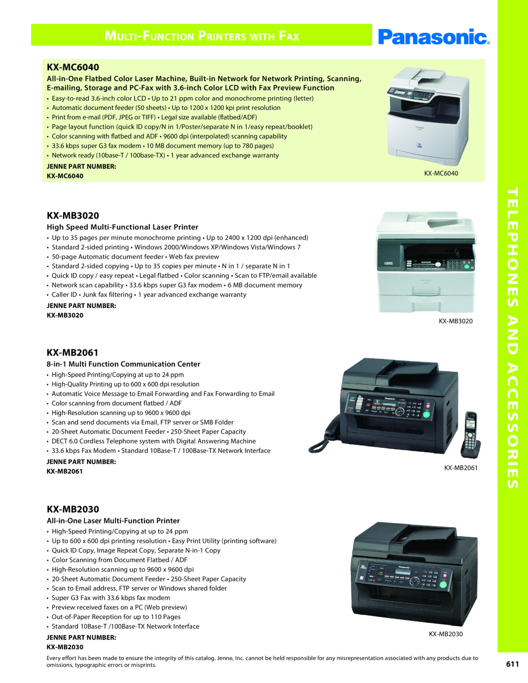 Panasonic PMPU2000 manual Multi-Function Printers with Fax, KX-MC6040, KX-MB3020, KX-MB2061, KX-MB2030 