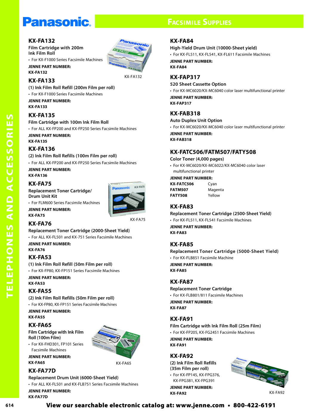 Panasonic PMPU2000 manual Facsimile Supplies 